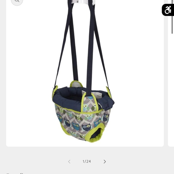 Evenflo ExerSaucer Door Jumper Blue Green Owl Print - Picture 2 of 3